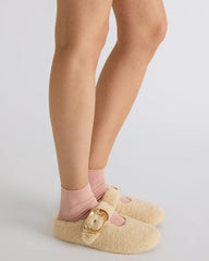 CLOUDY Natural Slip-On Mule Mary Jane Faux Fur Women's Flat