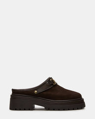 ERBA Brown Suede Platform Lug Slingback Clog Women's Flat
