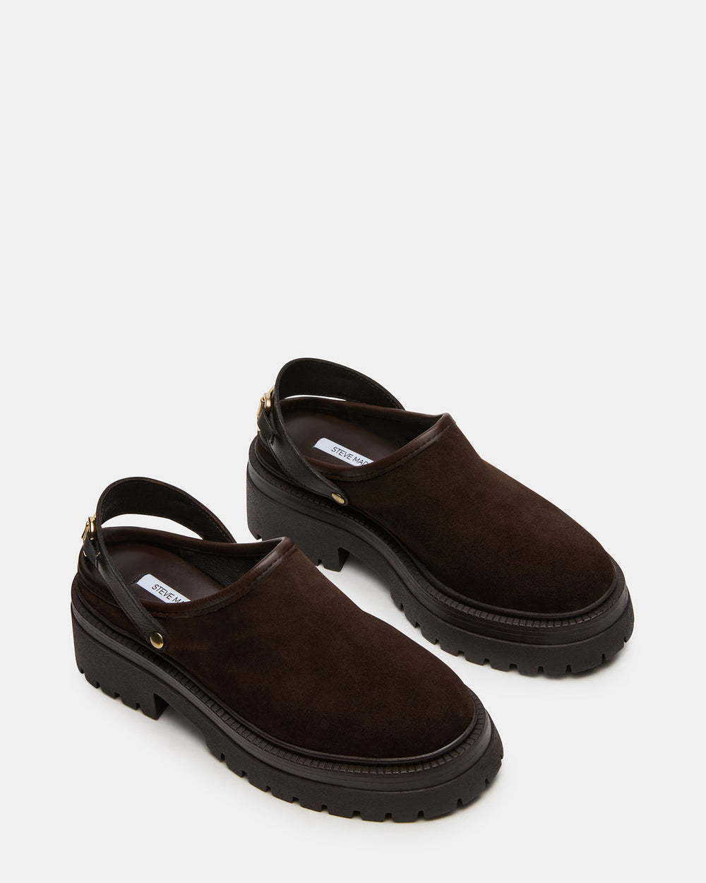 ERBA Brown Suede Platform Lug Slingback Clog Women's Flat