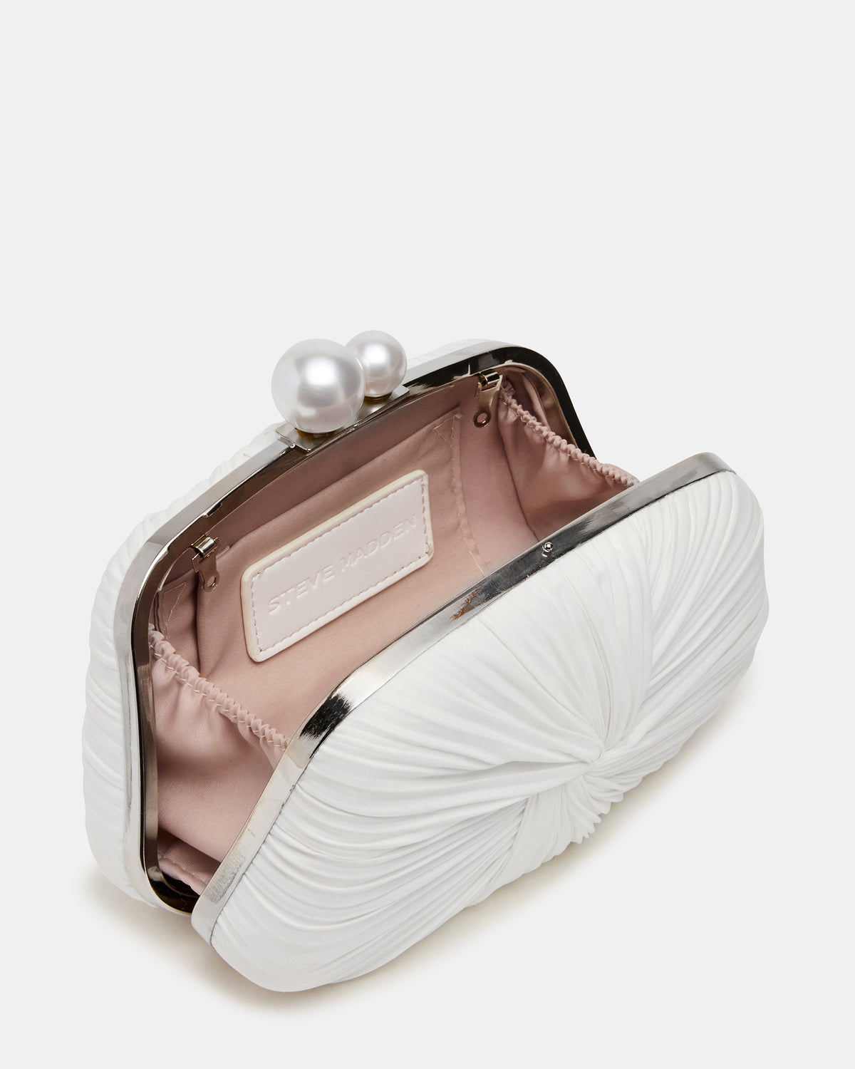 ROSALIE Bag White Twisted Pleats Minaudiere Crossbody Clutch Handbag