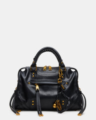 RIGGS Bag Black/Gold Slouchy Top-Handle Crossbody Satchel Handbag