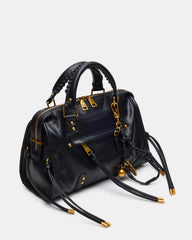 RIGGS Bag Black/Gold Slouchy Top-Handle Crossbody Satchel Handbag