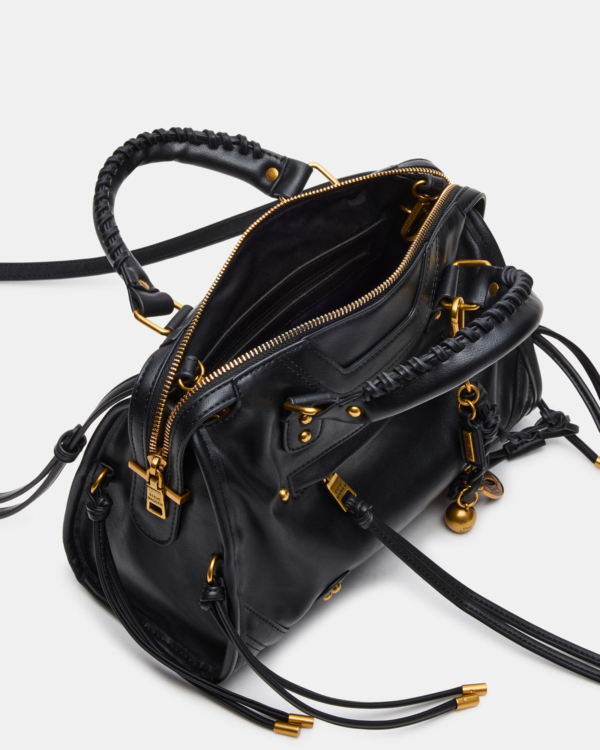 RIGGS Bag Black/Gold Slouchy Top-Handle Crossbody Satchel Handbag