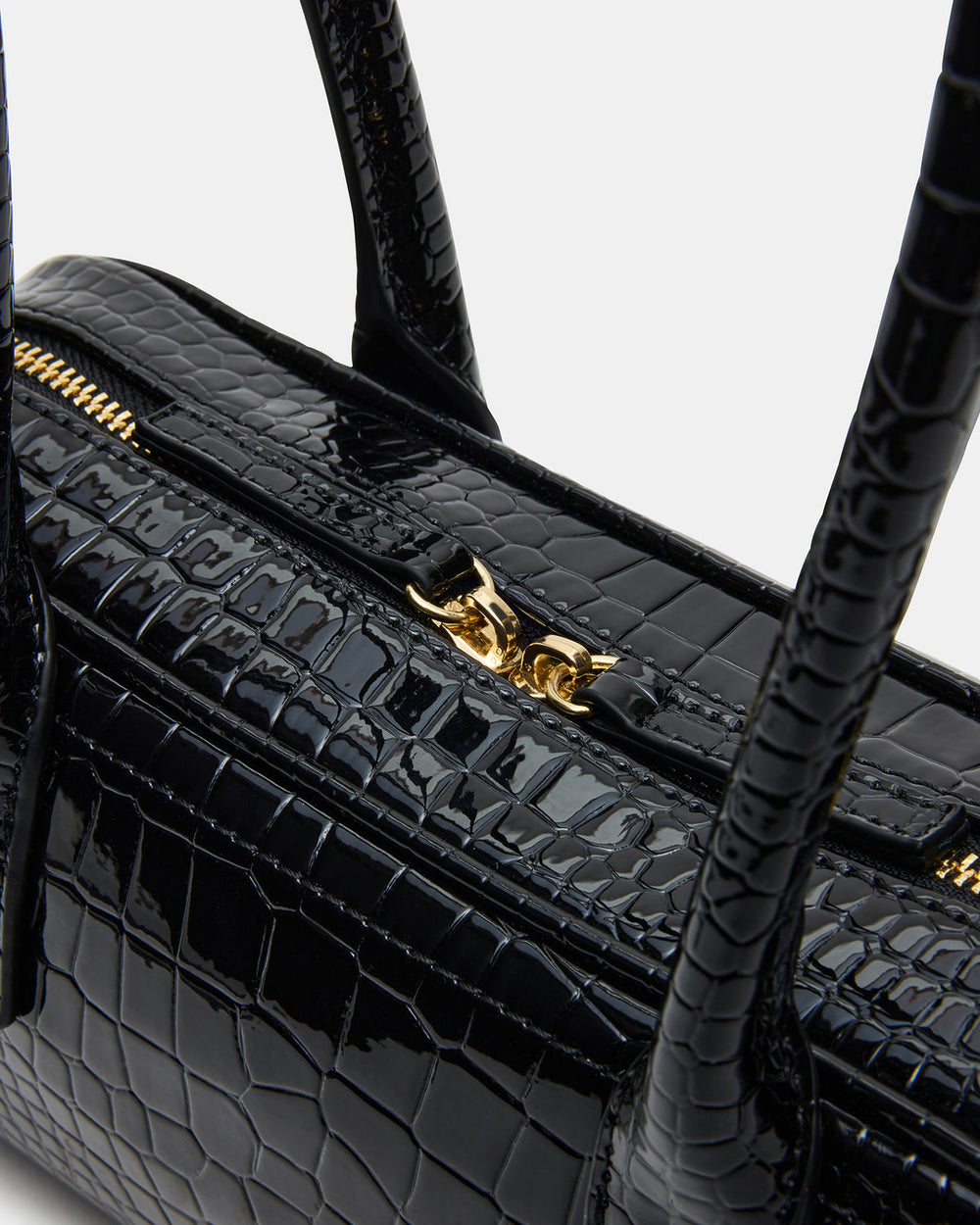 ANISE Bag Black Crocodile Elongated Shoulder Strap Handbag