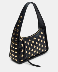 CHEYANN Bag Black Hobo Dome-Studded Shoulder Strap Women's Handbag