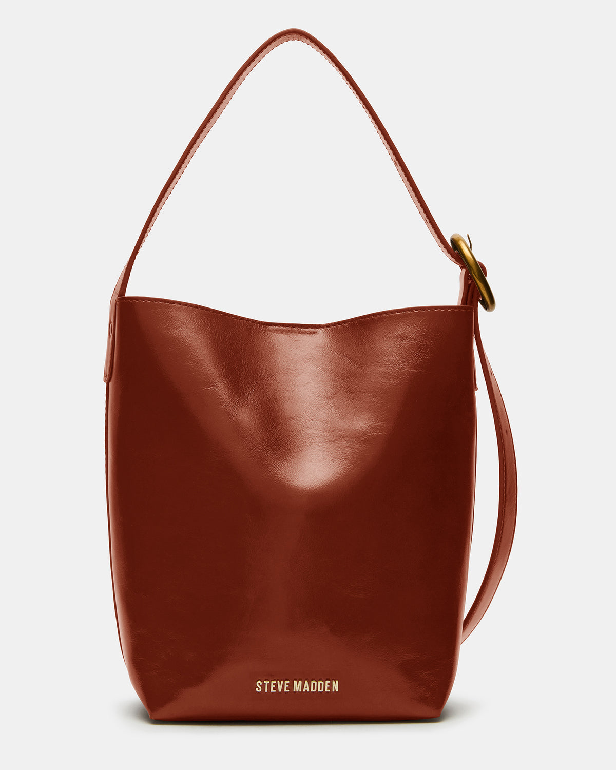 SOFIEE Bag Rust Leather Shoulder Strap Bucket Tote Handbag