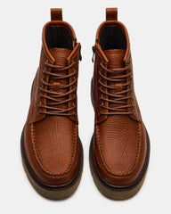 DAEL Brown Leather Lace-Up Men's Ankle Boot