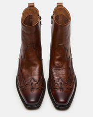 SANTANA Brown Leather Western Men's Ankle Boot