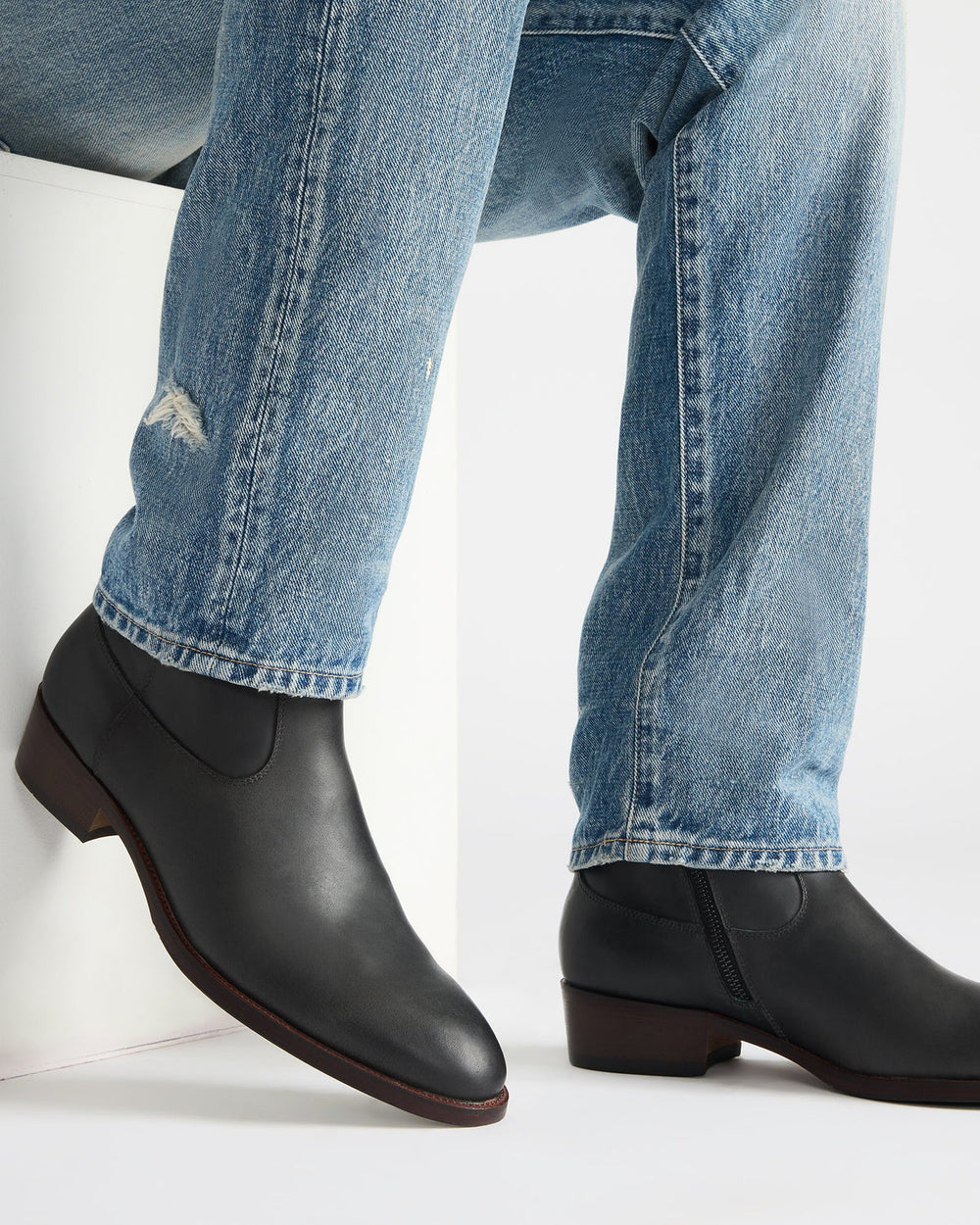 HENDRIK Black Leather Men's Ankle Boot