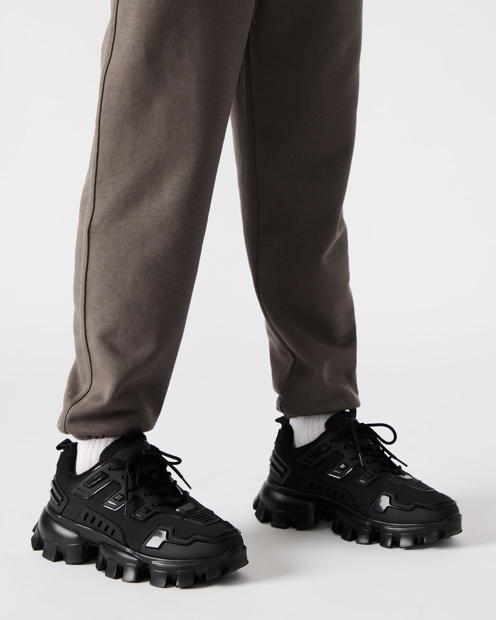 PONCE Black Men's Chunky Sole Lace Up Sneaker