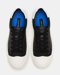 MACRAE Black Leather Men's Low-Top Fashion Sneaker
