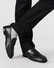 COLVER Black Leather Men's Slip-On Loafer