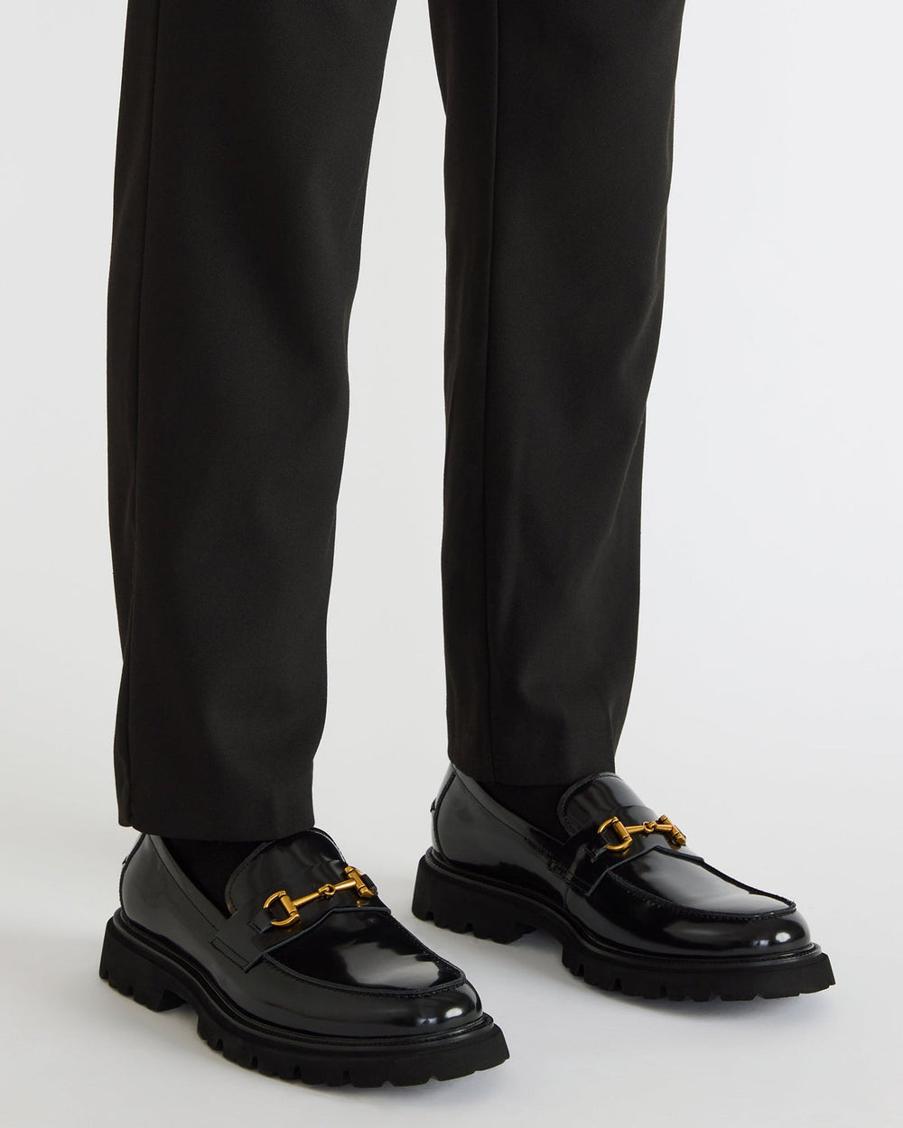 NAXOS Black Leather Slip-On Dress Men's Loafer