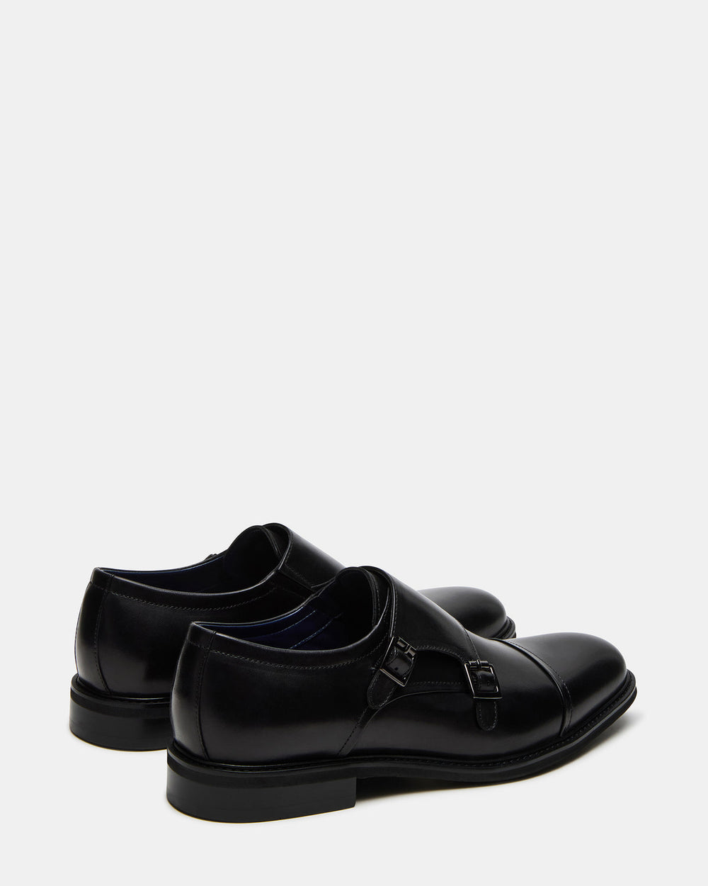 HARAN Black Leather Men's Buckle Strap Dress Shoe
