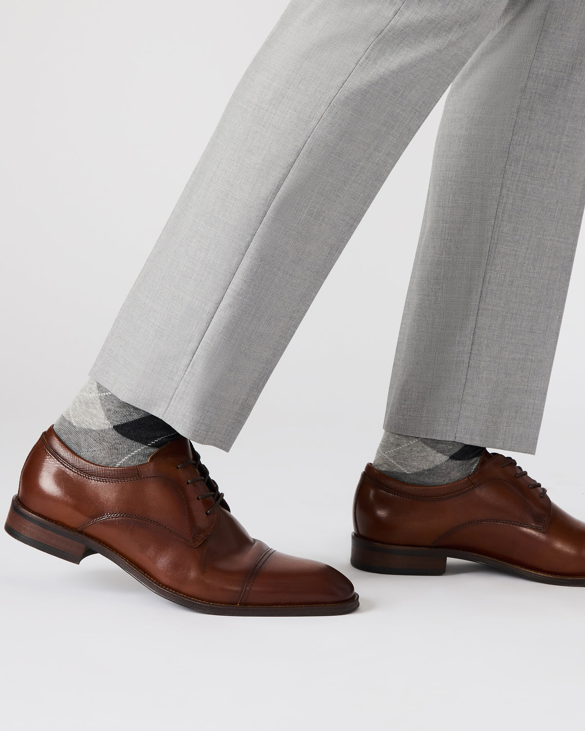 HASEN Tan Leather Men's Lace-Up Dress Shoe