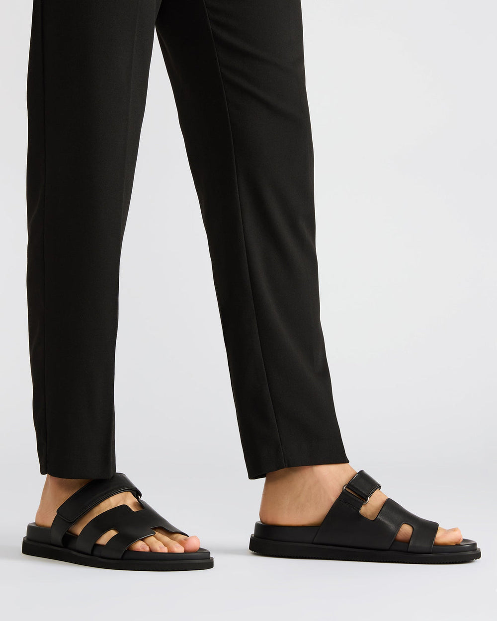 MAIVEN Black Leather Men's Fisherman Sandal
