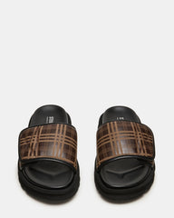 REESE Brown Slide Footbed Rounded-Toe Men's Sandal