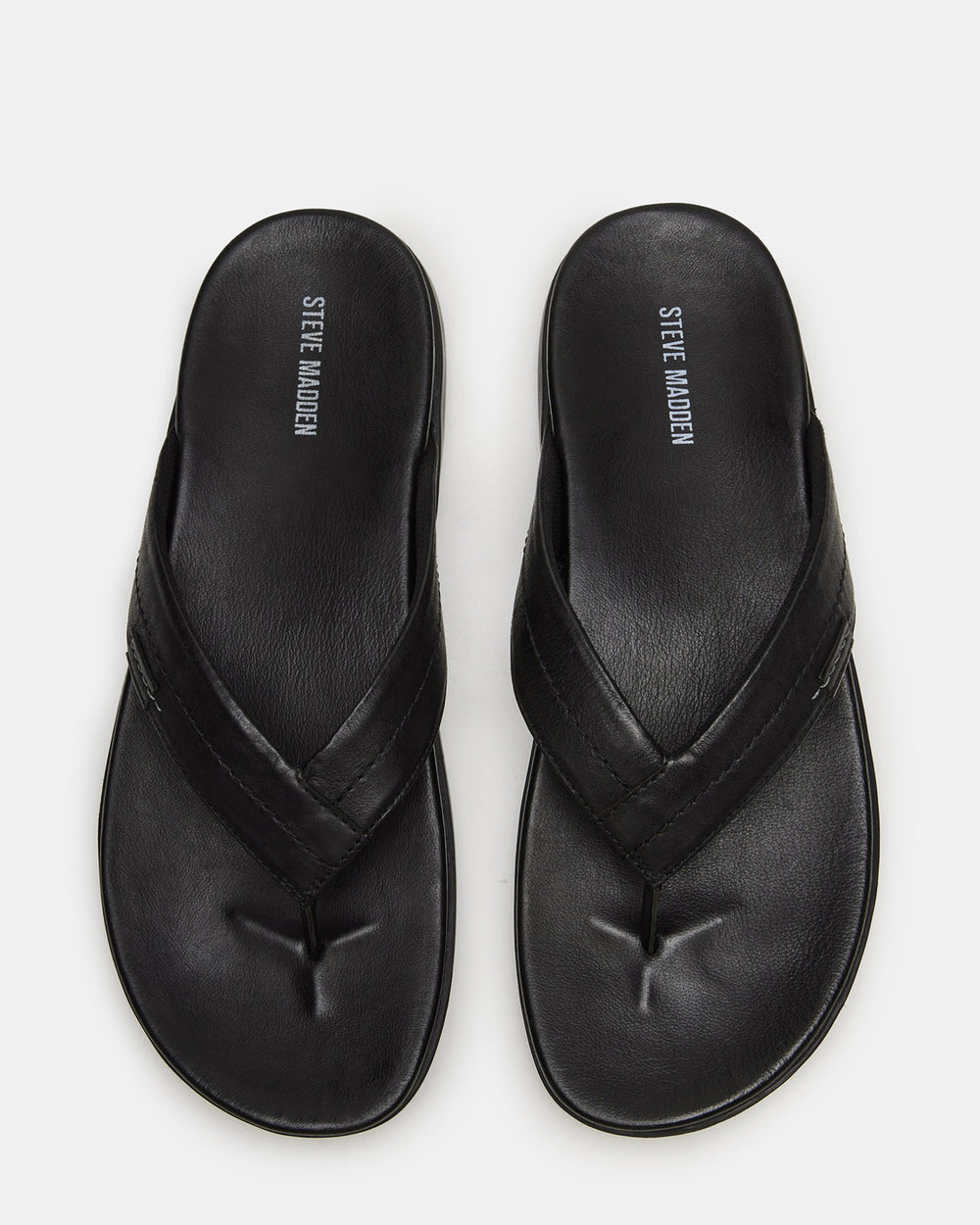 EMMETT Black Leather Men's Thong Sandal