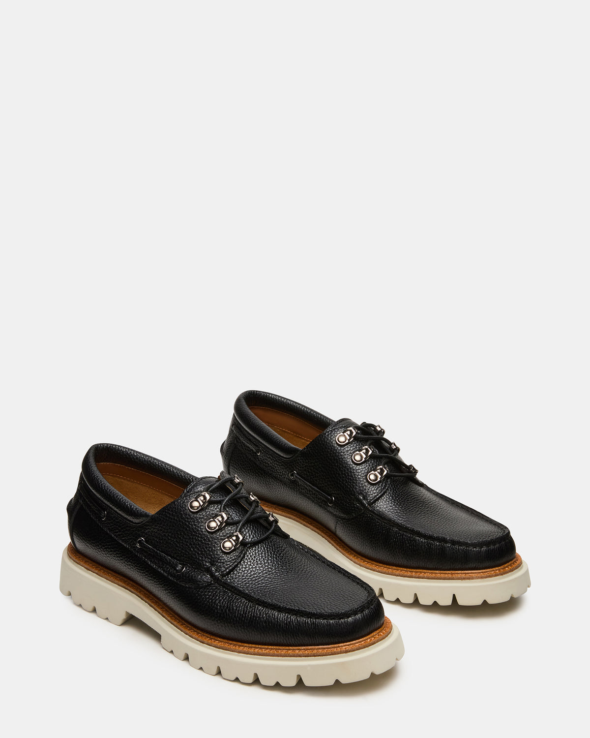 VICTOR Black Leather Slip-On Men's Casual Boat Shoe