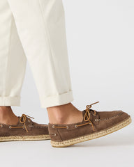 PANCHO Taupe Suede Slip-On Espadrille Boat Shoe Men's Casual