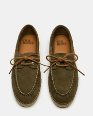 PANCHO Olive Suede Slip-On Espadrille Boat Shoe Men's Casual
