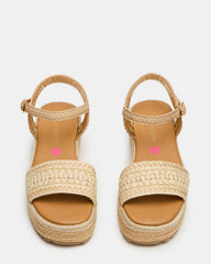 Kids' KIKO Natural Platform Raffia Wedge Girls' Sandal