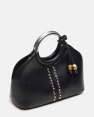 GEENA Embellished Bag Black Ring Top-Handle Crossbody Handbag