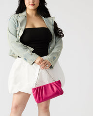 NIKA Fuchsia Women's Pleated Crossbody Clutch Handbag