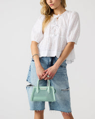 PEACHY Green Multi Women's Mini Top-Handle Mesh Handbag