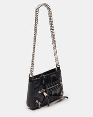 SKY Bag Black/Silver Moto Rhinestone Embellished Stud Crossbody Handbag