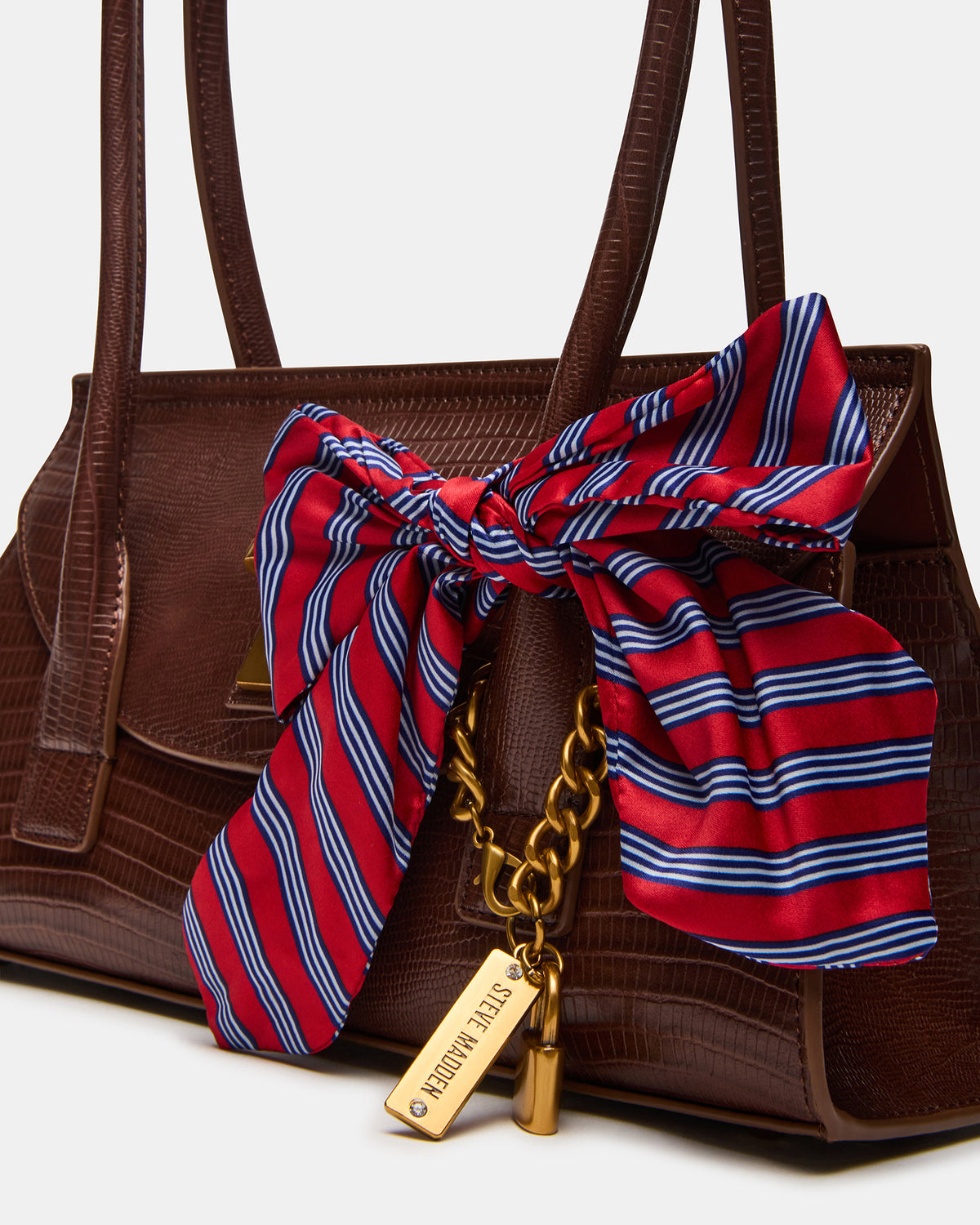 MILAN Bag Chocolate Elongated Menswear-Inspired Shoulder Strap Handbag
