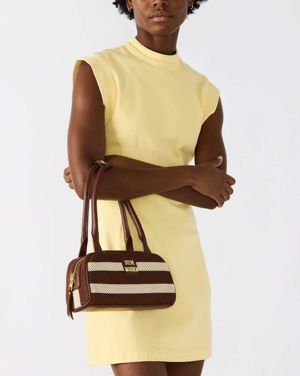 LAGUNE Bag Chocolate Multi Elongated Straw Shoulder Strap Handbag
