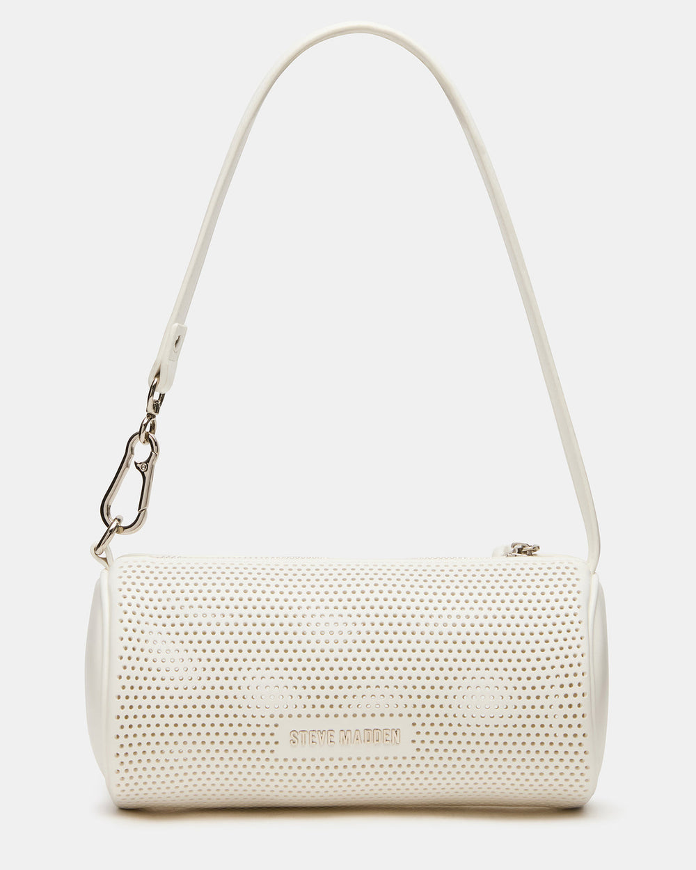 PRIYA Perforated Bag White Mini Barrel Shoulder Handbag