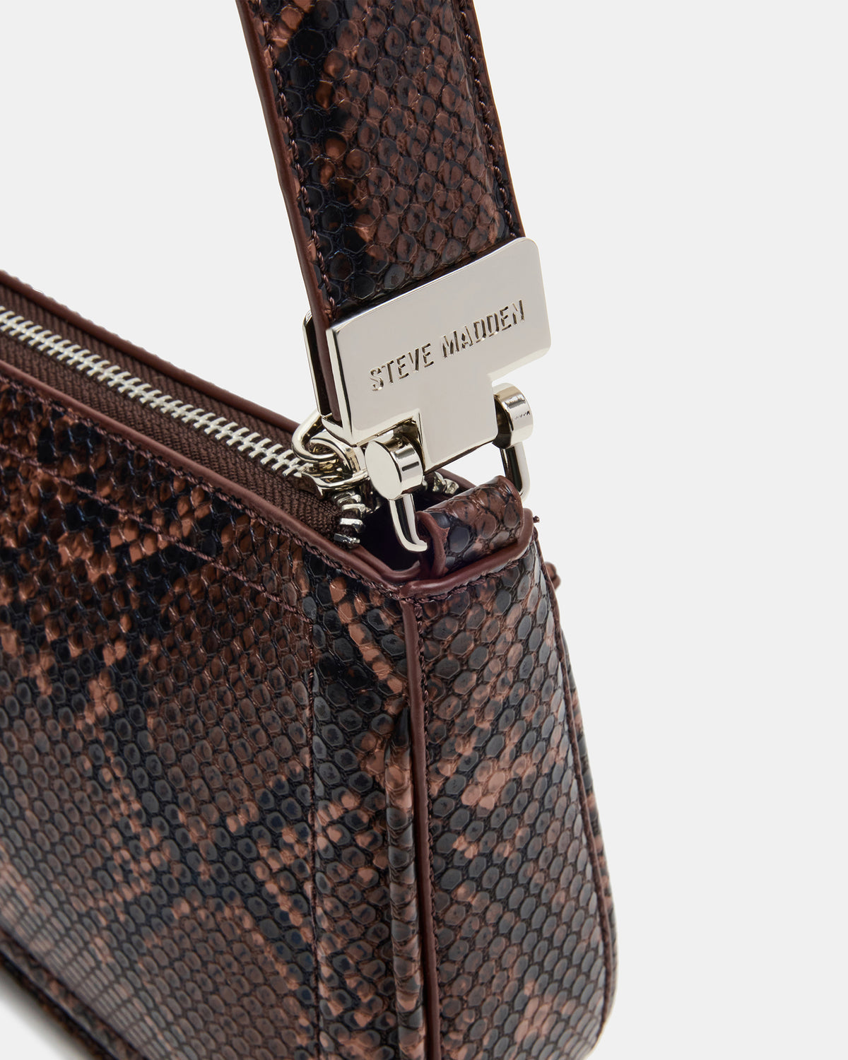 ANGEL Bag Brown Snake Top-Zipper Structured Shoulder Strap Handbag