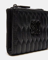 BAZAR Wallet Black Quilted Top-Zipper Button-Snap Mini Wallet