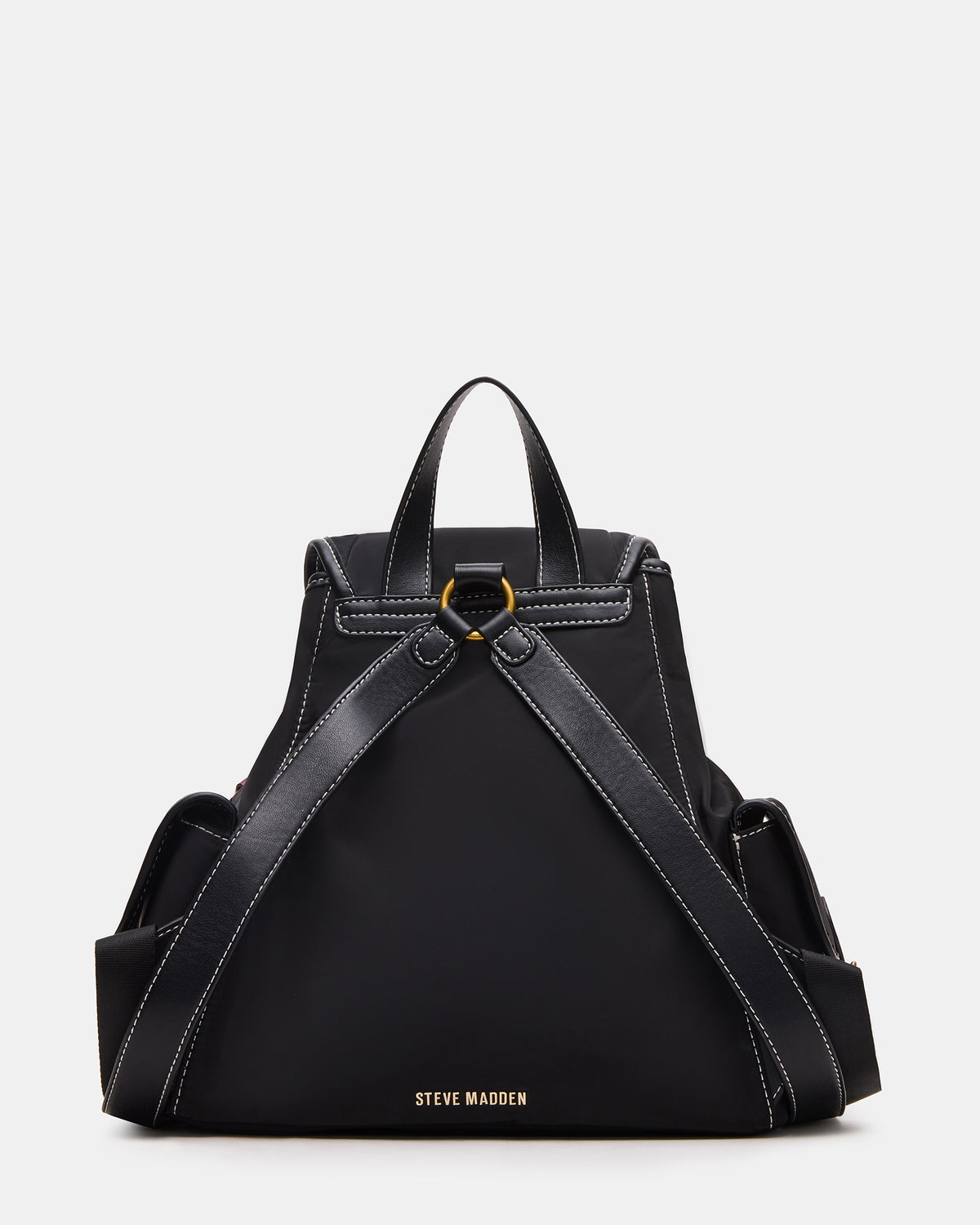 STUDIO Bag Black Nylon Cargo Pocket Drawstring Women's Backpack Handbag