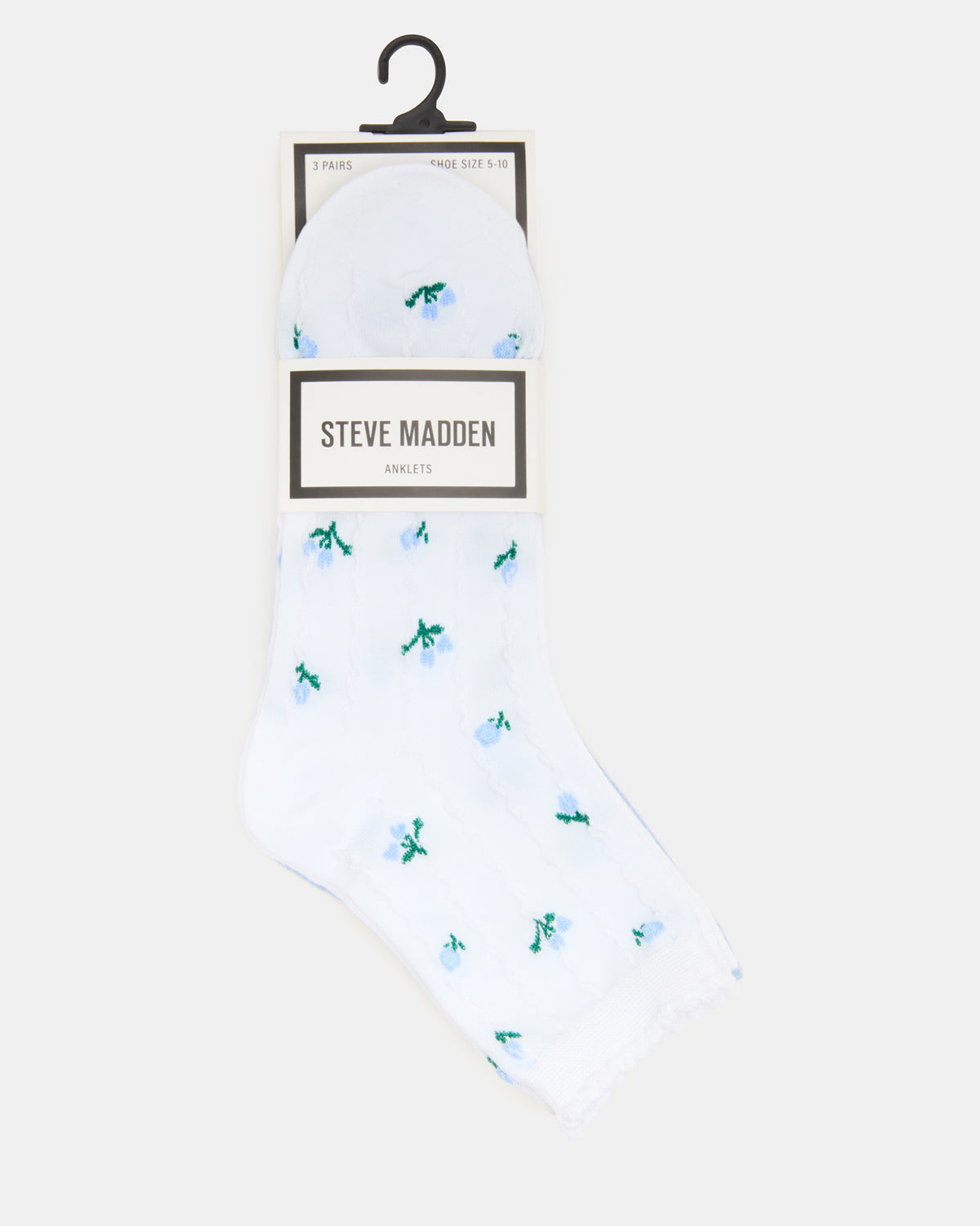 3 SPRING PACK FLOWER SOCKS WHITE MULTI