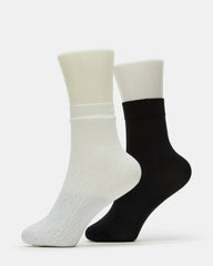 2 Pack Lace Anklet Women's Quarter Socks White