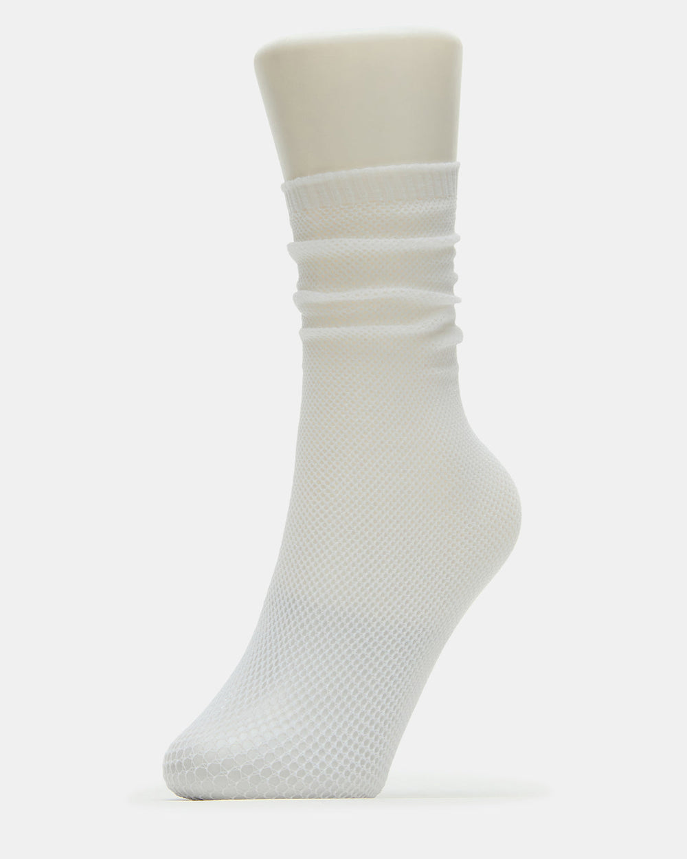 FISHNET SHLOUCHY CREW SOCKS White Women's Quarter Socks