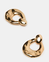 DOOR KNOCKER EARRINGS GOLD Women's Gold Finish Door Knocker Large Earrings