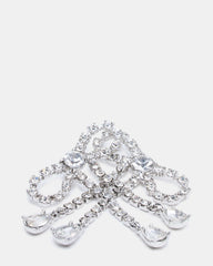 RHINESTONE BOW EARRINGS SILVER Women's Embellished Bow Post-Back Earrings