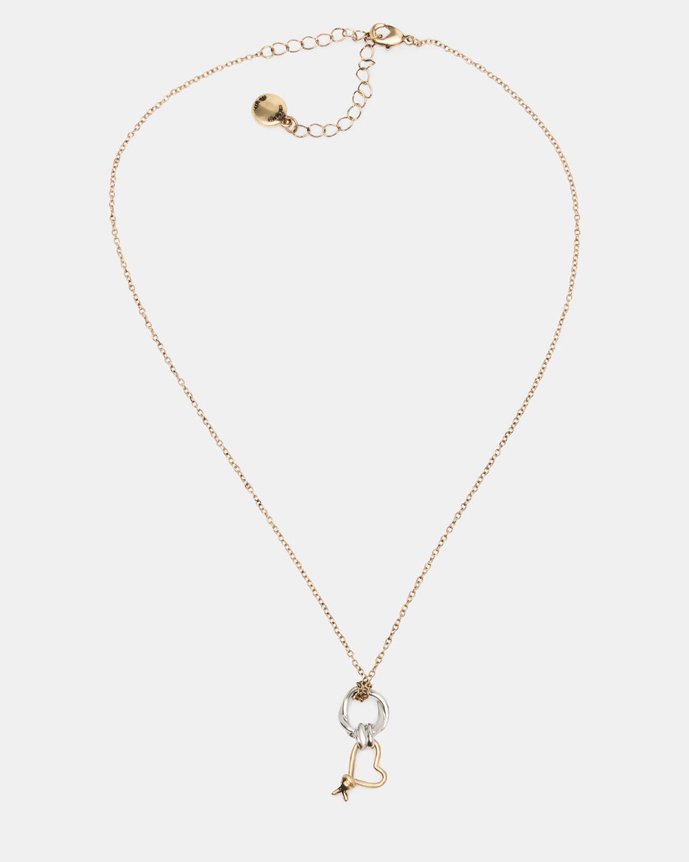 TWO TONE KNOT HEART PENDANT Necklace Double Knot Chain Necklace