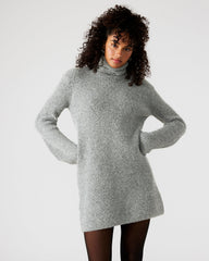 ABBIE Sweater Dress Grey | Mini Turtleneck Flared Sleeve Dress