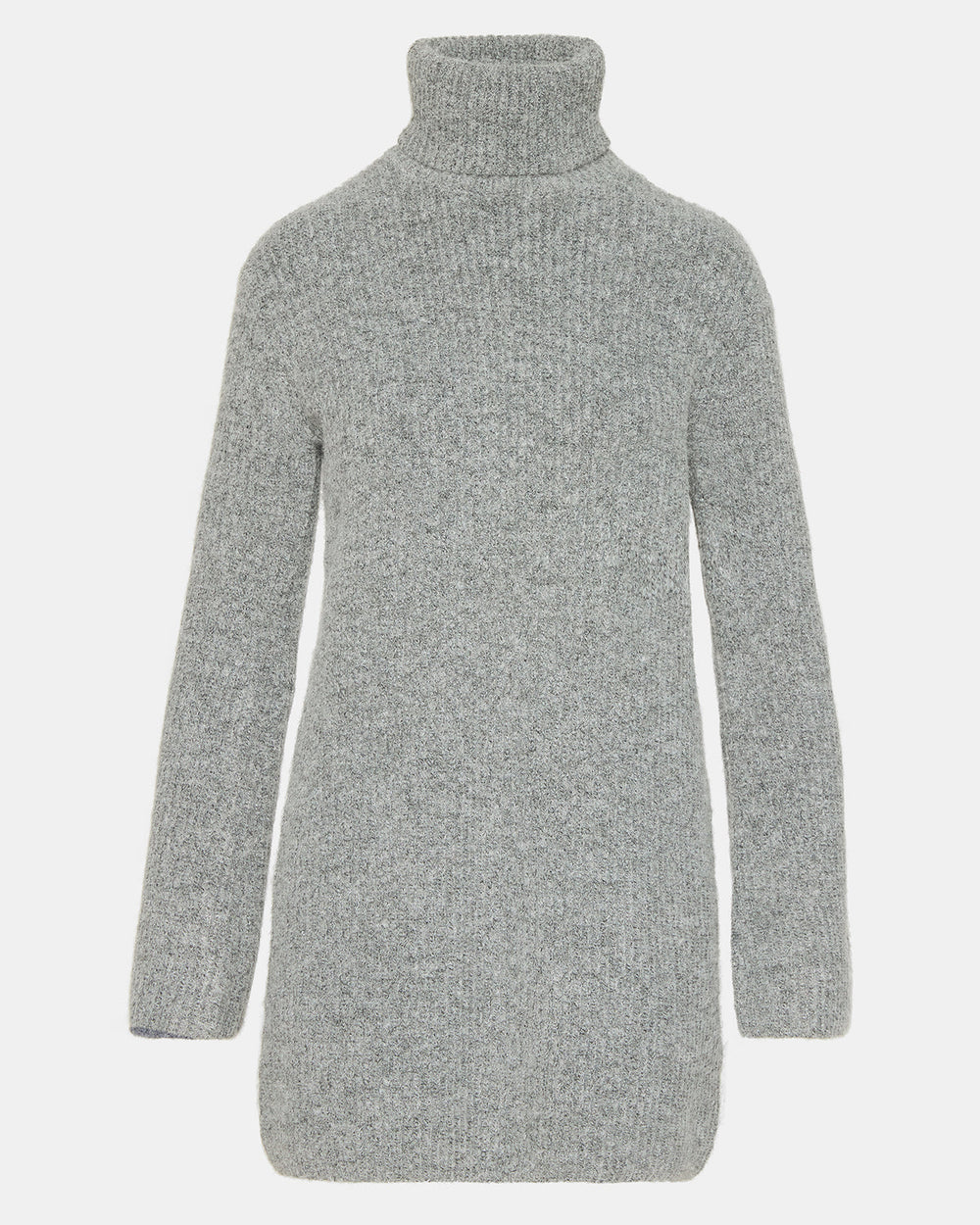 ABBIE Sweater Dress Grey | Mini Turtleneck Flared Sleeve Dress