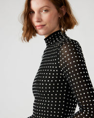 KRISTA Black Women's Long-Sleeved Bodycon Rhinestone Mini Dress