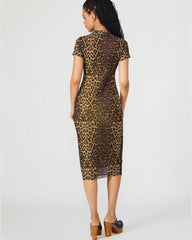 HAILEE Hot Sports Print Mesh Short-Sleeved Bodycon Women's Dress