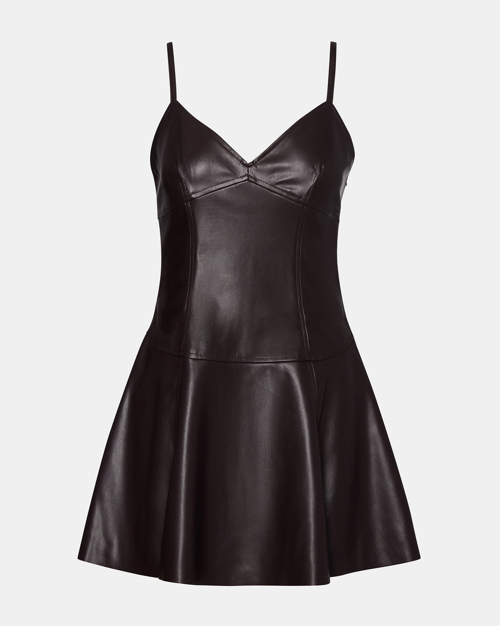 ABBOTTF Fosssil Brown Flowy Faux Leather Mini Women's Dress