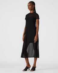 NOLA Black Short-Sleeved Mesh Sheer Women's Dress