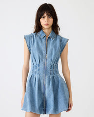 DYANNE Forever Blue Women's Zip-Front Bubble-Hem Dress