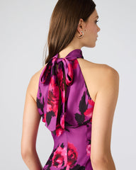 LARA Rosette Pink Halter Mini Floral Print Women's Dress